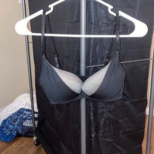 Black peekaboo tan lace felina bra